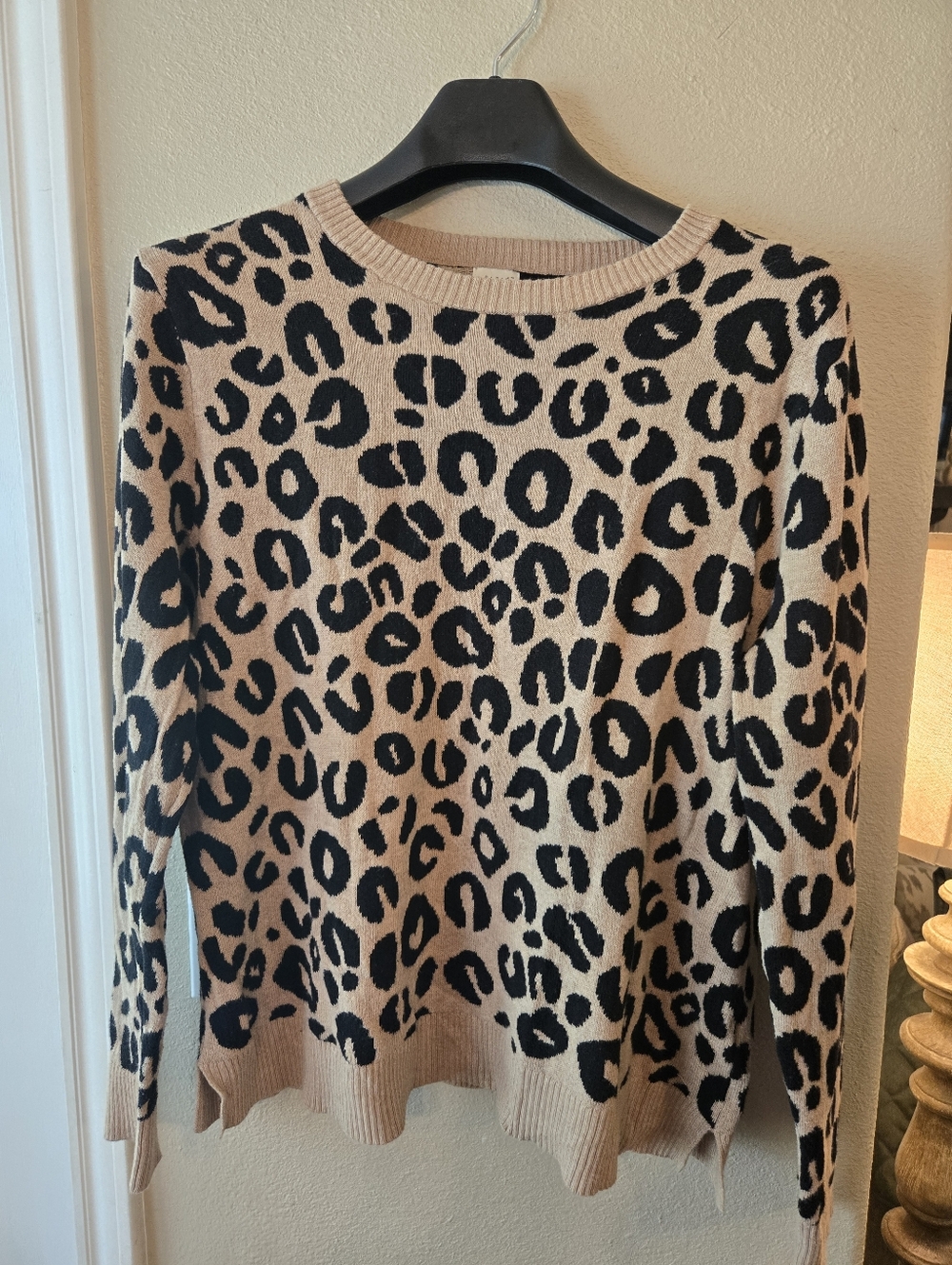 A New Day Leopard Print Crewneck Sweater in Tan and Black